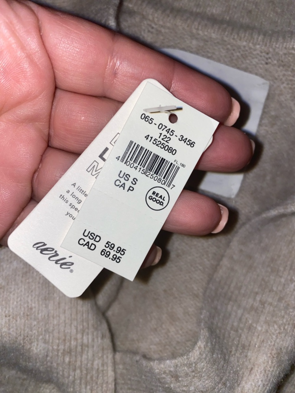 NWT!! Aerie Cream Collared V-Neck Knit Pullover Sweater Size Small Oversized - Picture 6 of 10